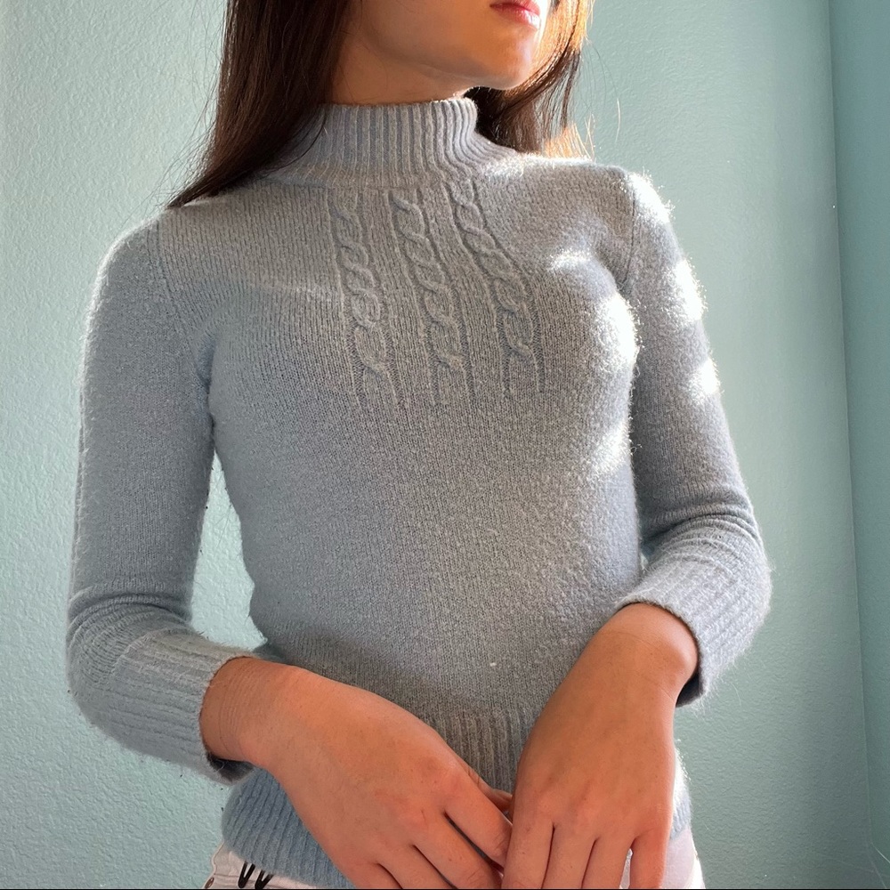 Canyon River Blues-Light Blue,Turtle neck for warmth.